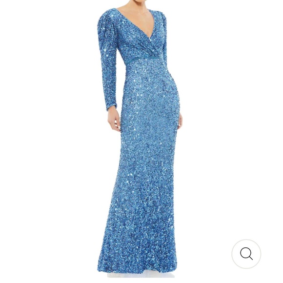 Blue Gown beaded evening - Picture 2 of 4